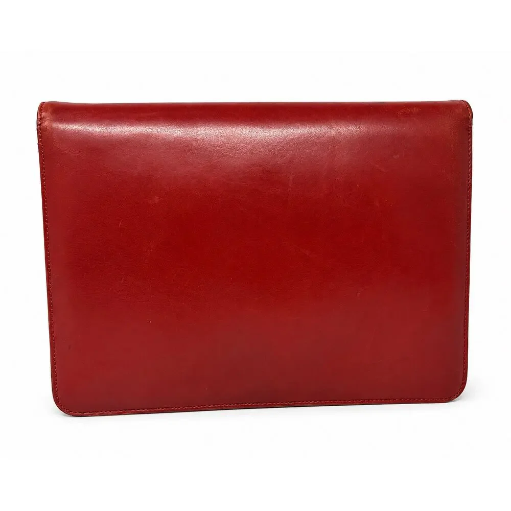 Celine Vintage Red Leather C Logo Clutch Envelope Bag